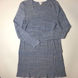 J Jill Pure Sweater Dress Blue Knit Linen Blend M